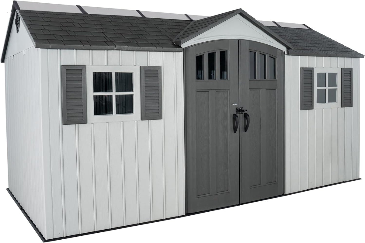 Outdoor Storage Shed, 15 X 8 Foot, Gray