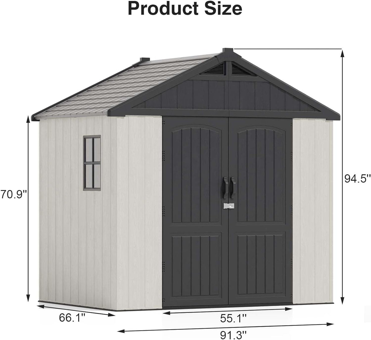 8' x 6' Outdoor Storage Shed – Resin, Floor, Window & Lockable Door