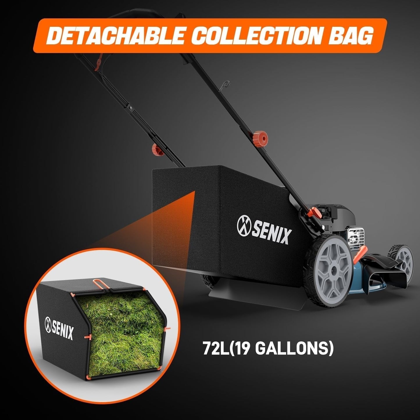 SENIX LSSG-H2 22-Inch Self Propelled Gas Lawn Mower with 163 cc 4-Cycle Engine