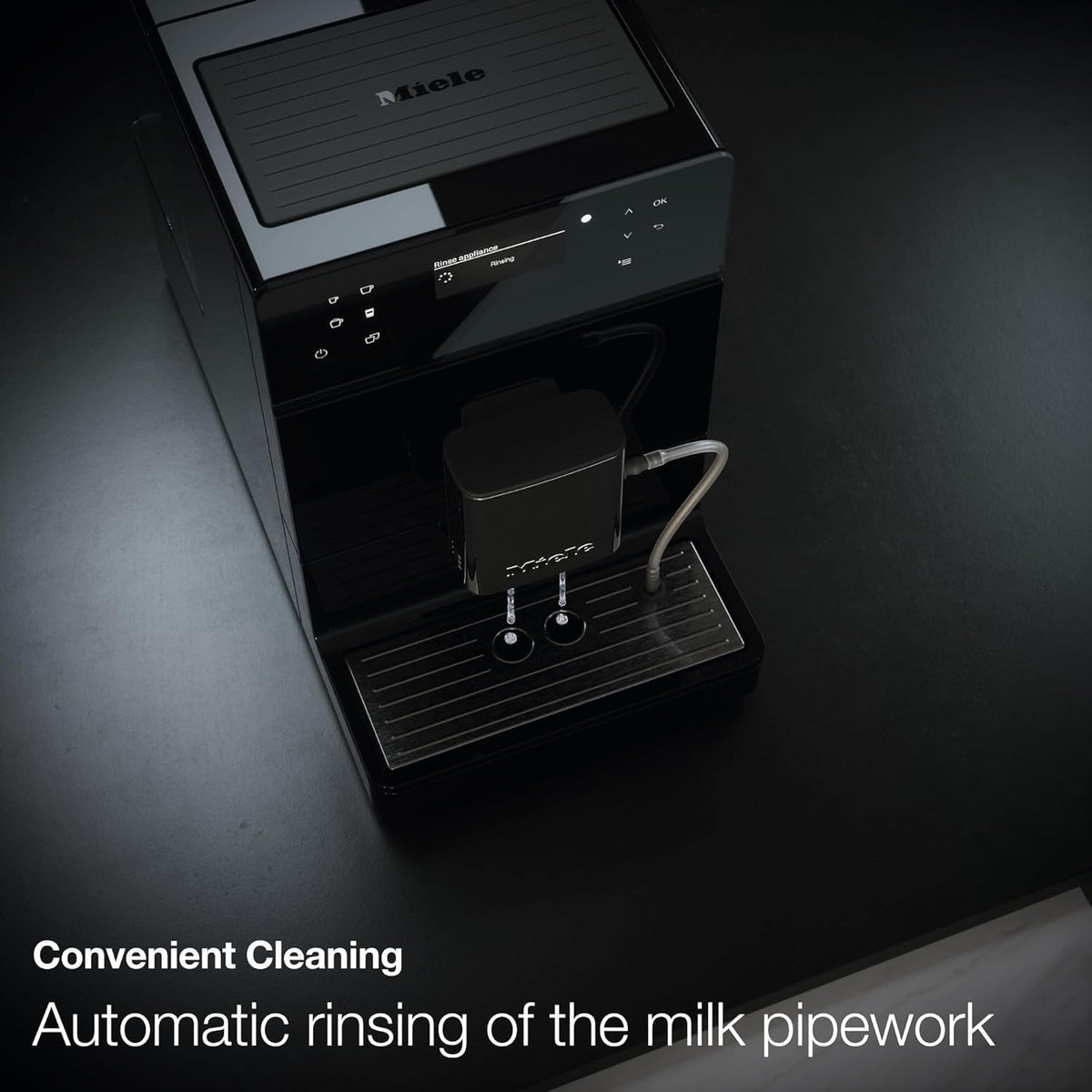 Miele CM 5310 Silence – Automatic coffee machine with OneTouch for Two, Aromatic System, coffee maker, cleaning programs and more, in obsidian black