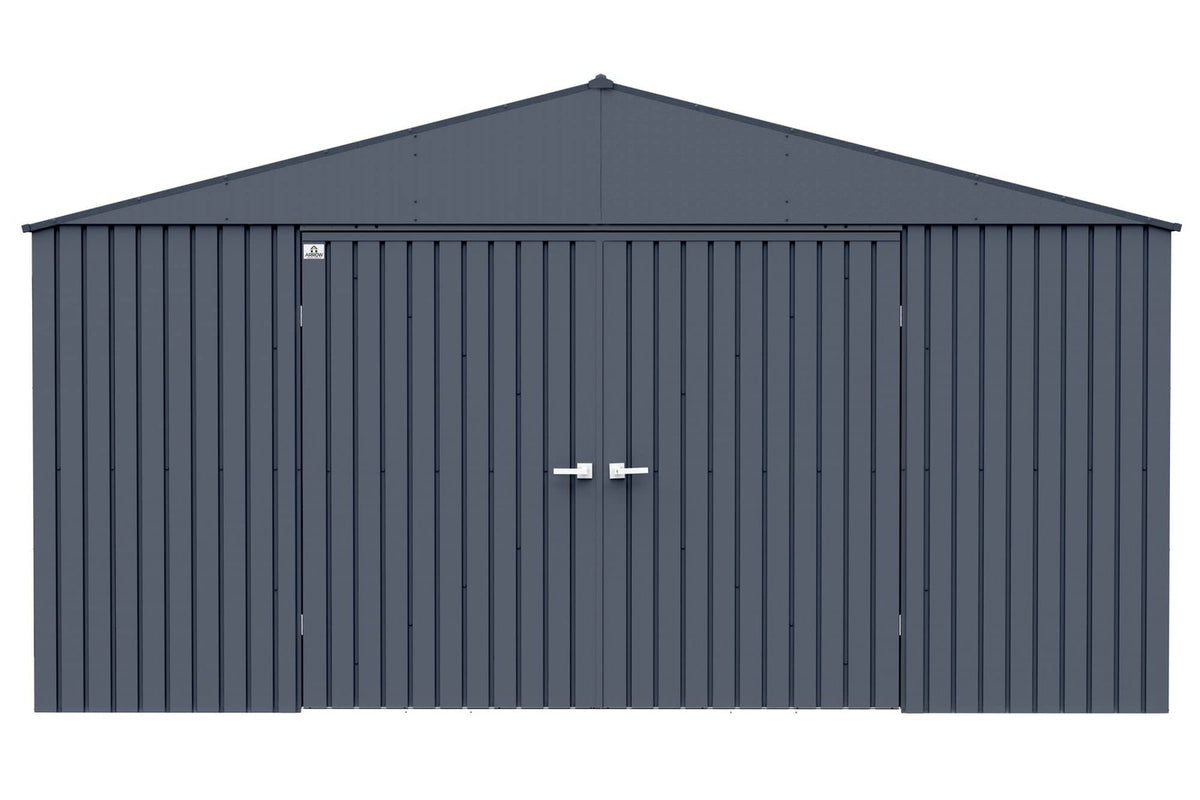 Arrow Shed Elite 14′ x 16′ Outdoor Lockable Gable Roof Steel Storage Shed Building, Anthracite