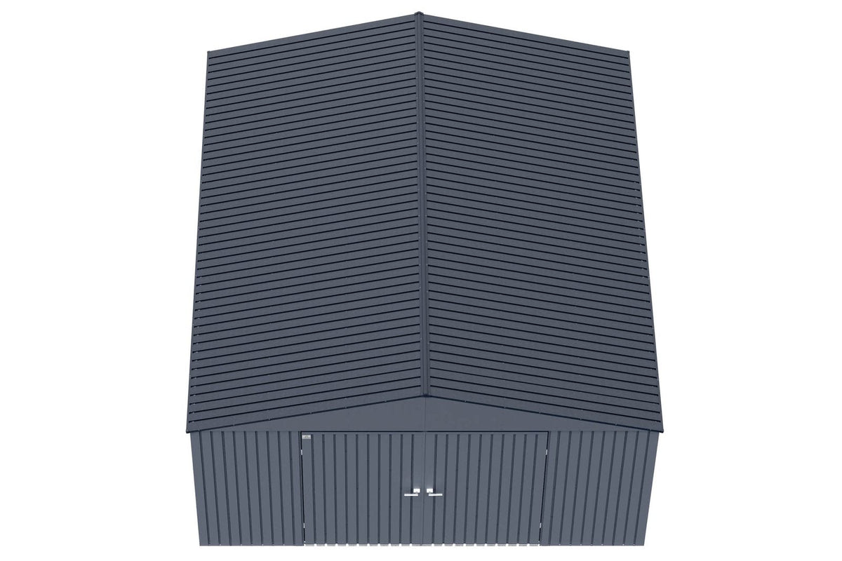 Arrow Shed Elite 14′ x 16′ Outdoor Lockable Gable Roof Steel Storage Shed Building, Anthracite