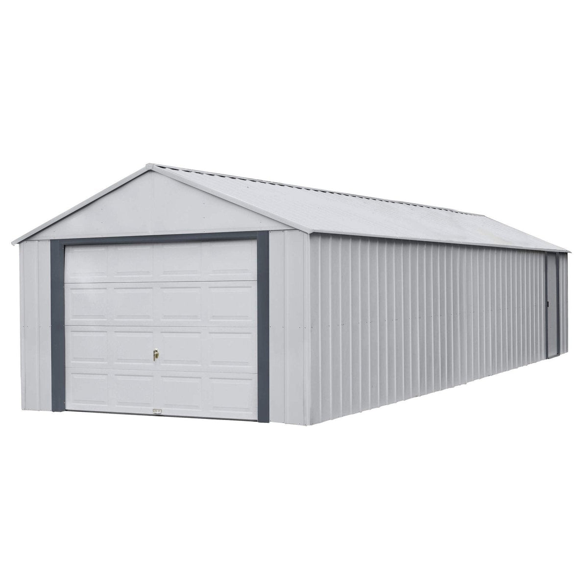 Arrow Shed 12′ x 31′ Murryhill Garage Galvanized Steel Extra Tall Walls Prefabricated Shed Storage Building, 12′ x 31′, Flute Gray